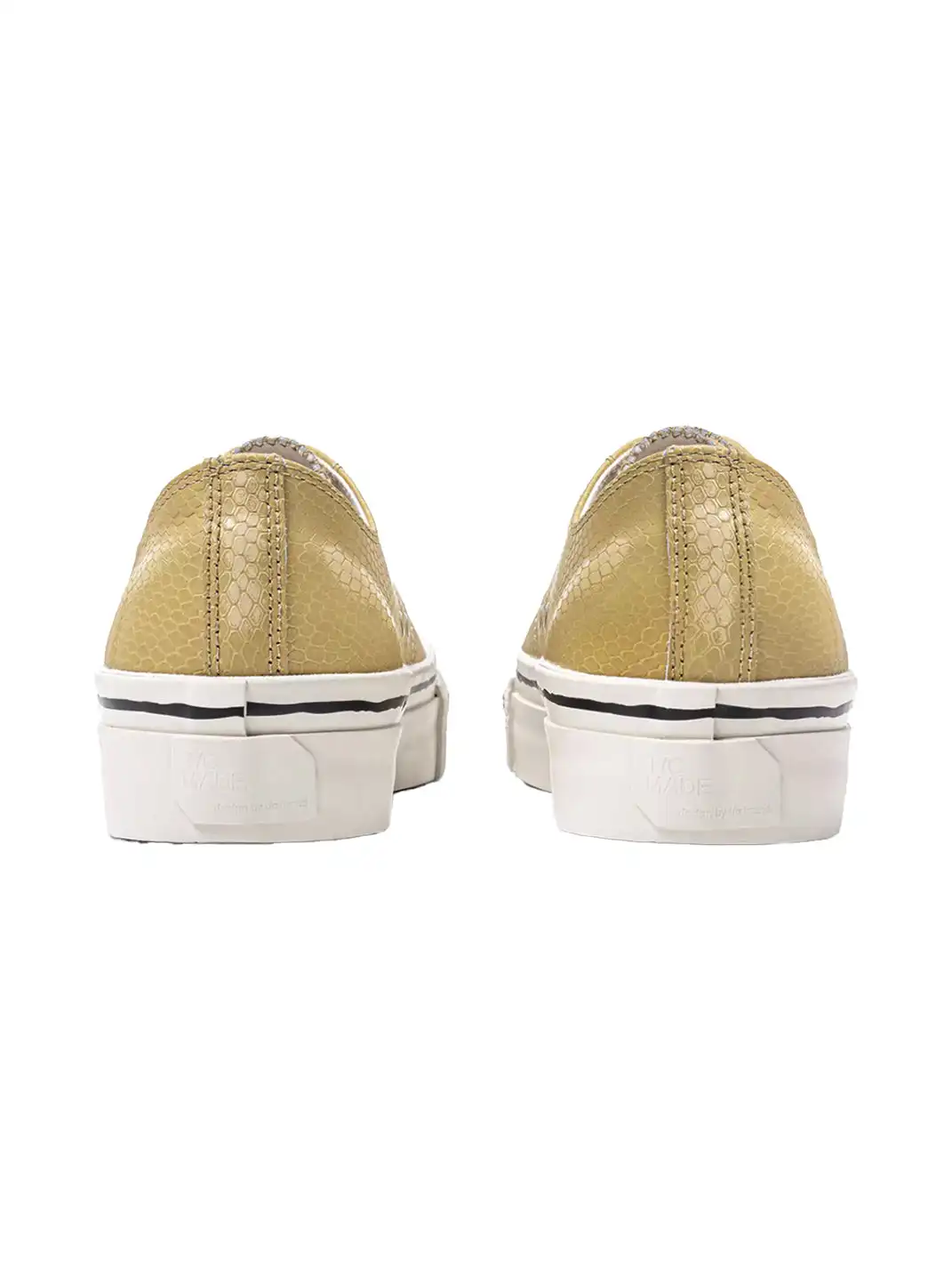 T/C MADE│030 Snake-Pattern Cowhide Low-Top Smiley Canvas Sneakers-Yellow