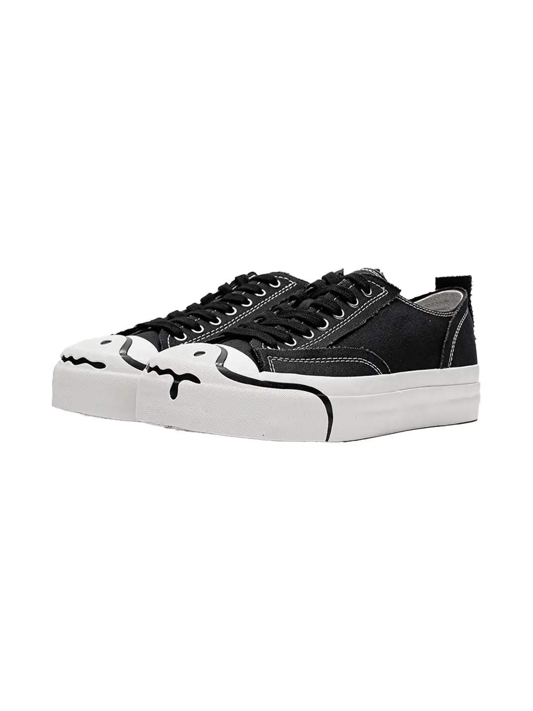 T/C MADE│025 Thick-soled Elevated Moccasin-style Canvas Shoes-Black