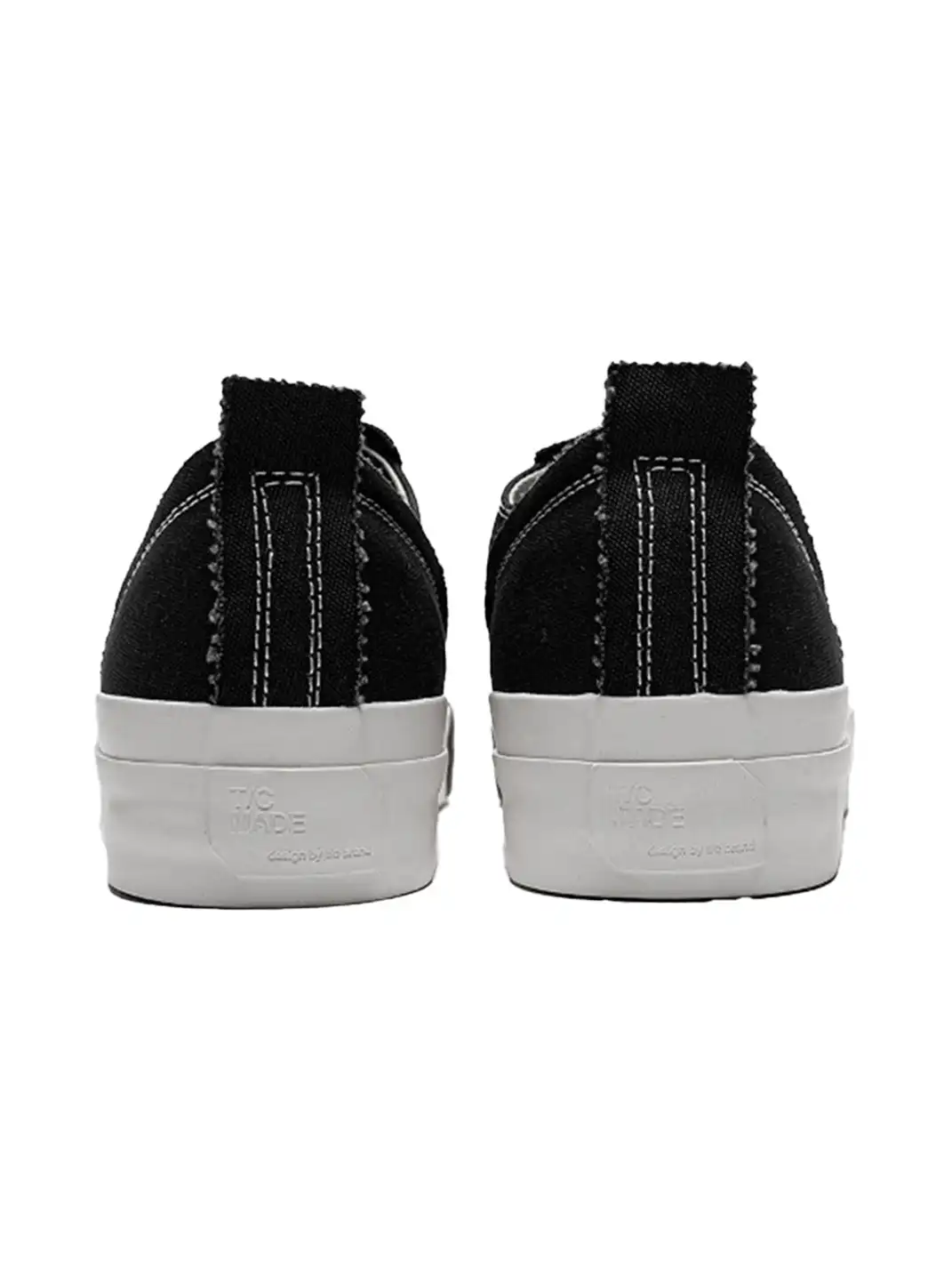 T/C MADE│025 Thick-soled Elevated Moccasin-style Canvas Shoes-Black