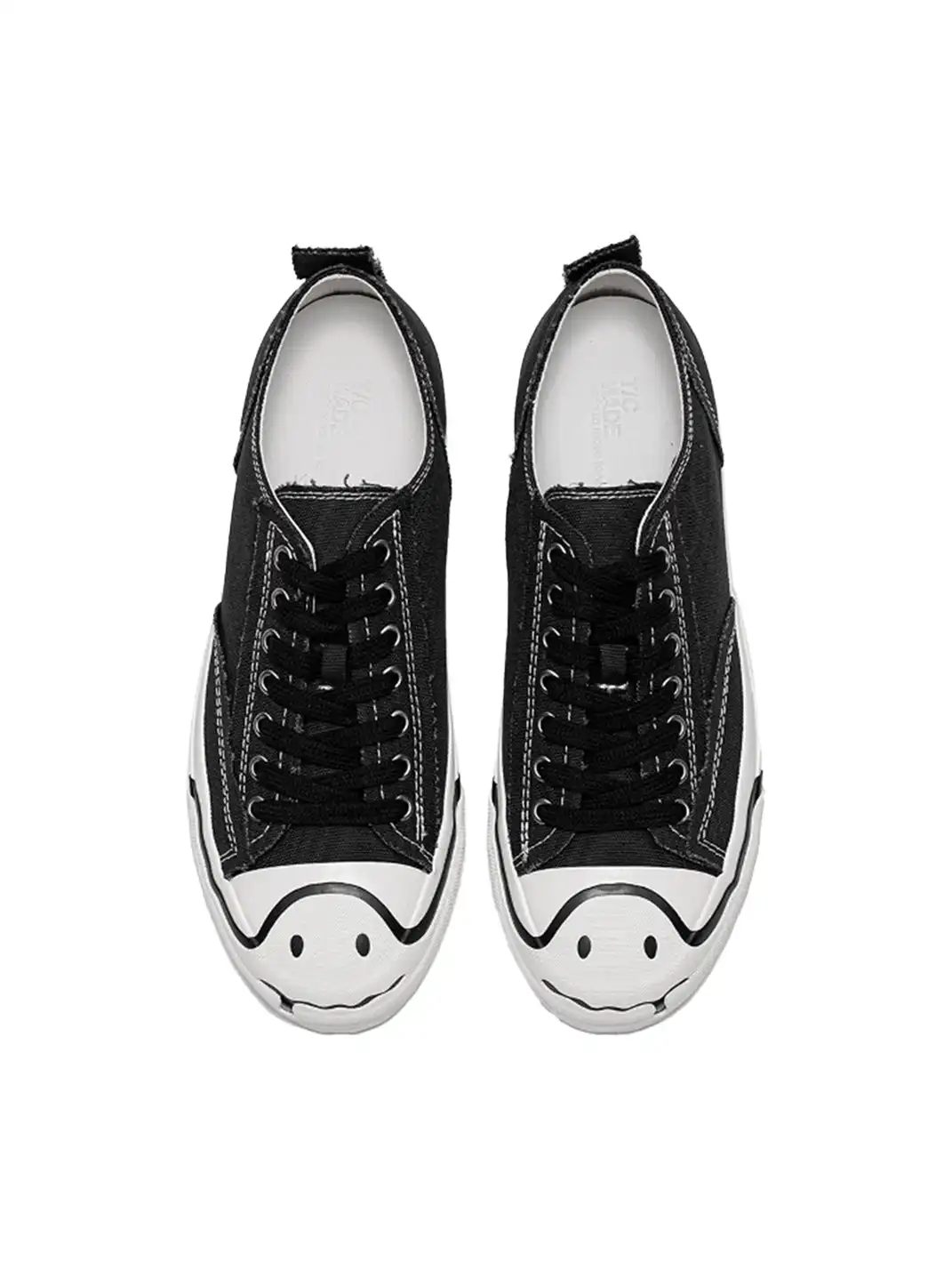 T/C MADE│025 Thick-soled Elevated Moccasin-style Canvas Shoes-Black
