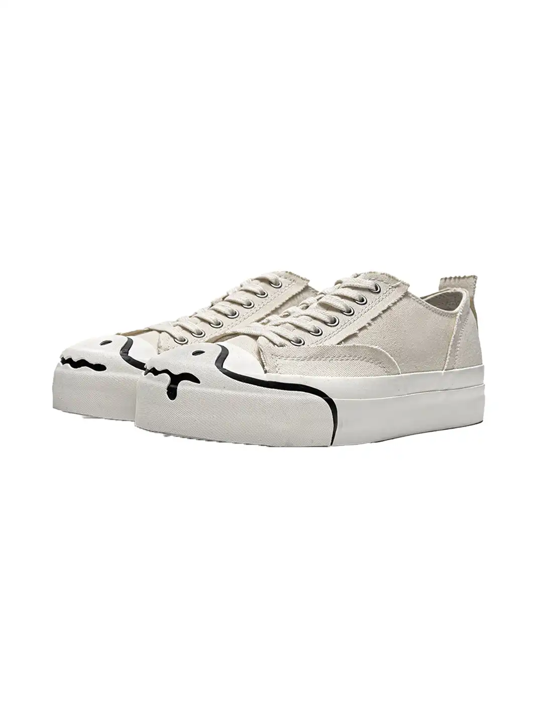 T/C MADE│025 Thick-soled Elevated Moccasin-style Canvas Shoes-White