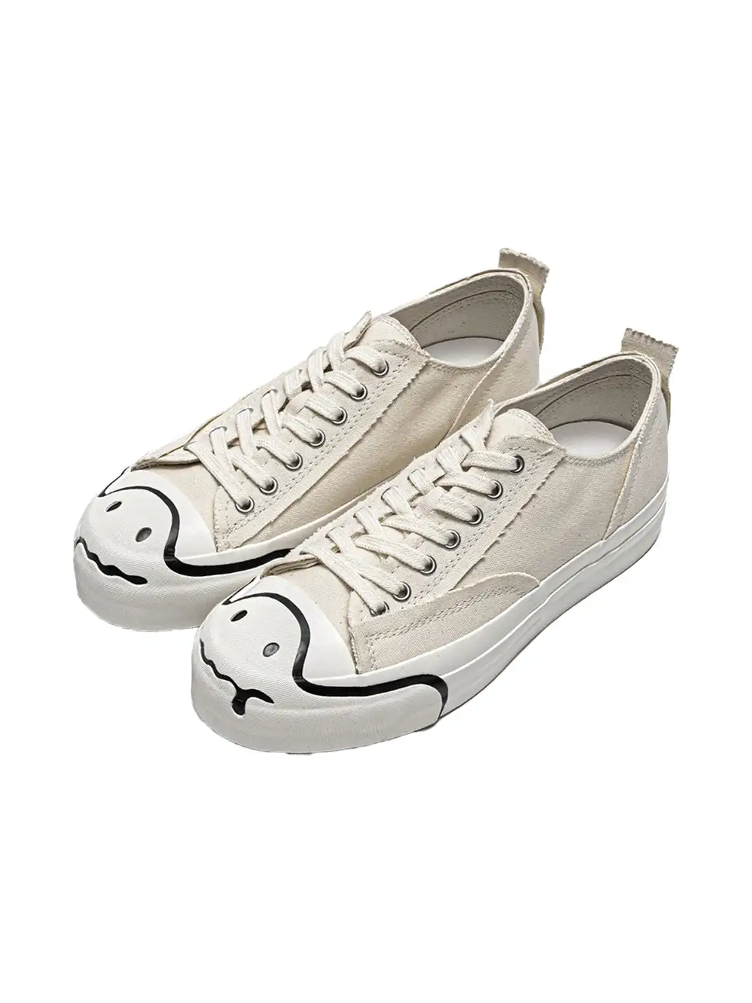 T/C MADE│025 Thick-soled Elevated Moccasin-style Canvas Shoes-White