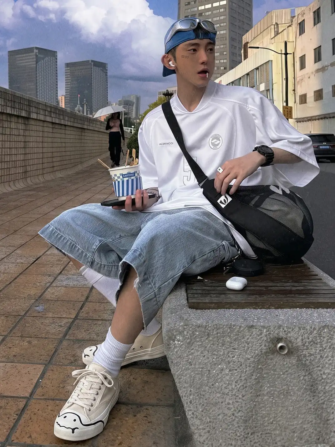 T/C MADE│025 Thick-soled Elevated Moccasin-style Canvas Shoes-White