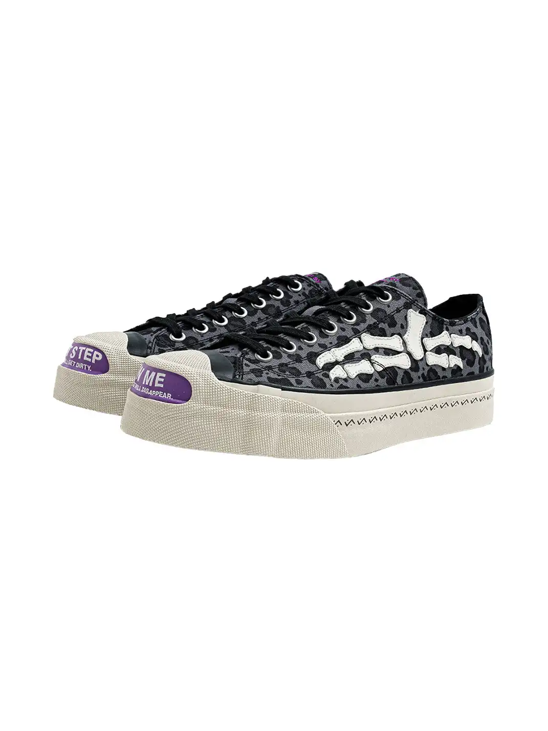 T/C MADE│S45 Smiley Low-Tops - Leopard/Bone Canvas Shoes with Thick Sole