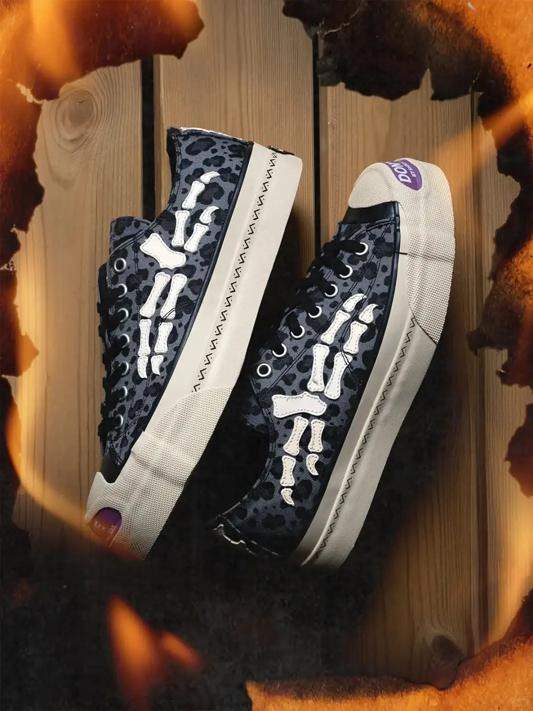 T/C MADE│S45 Smiley Low-Tops - Leopard/Bone Canvas Shoes with Thick Sole