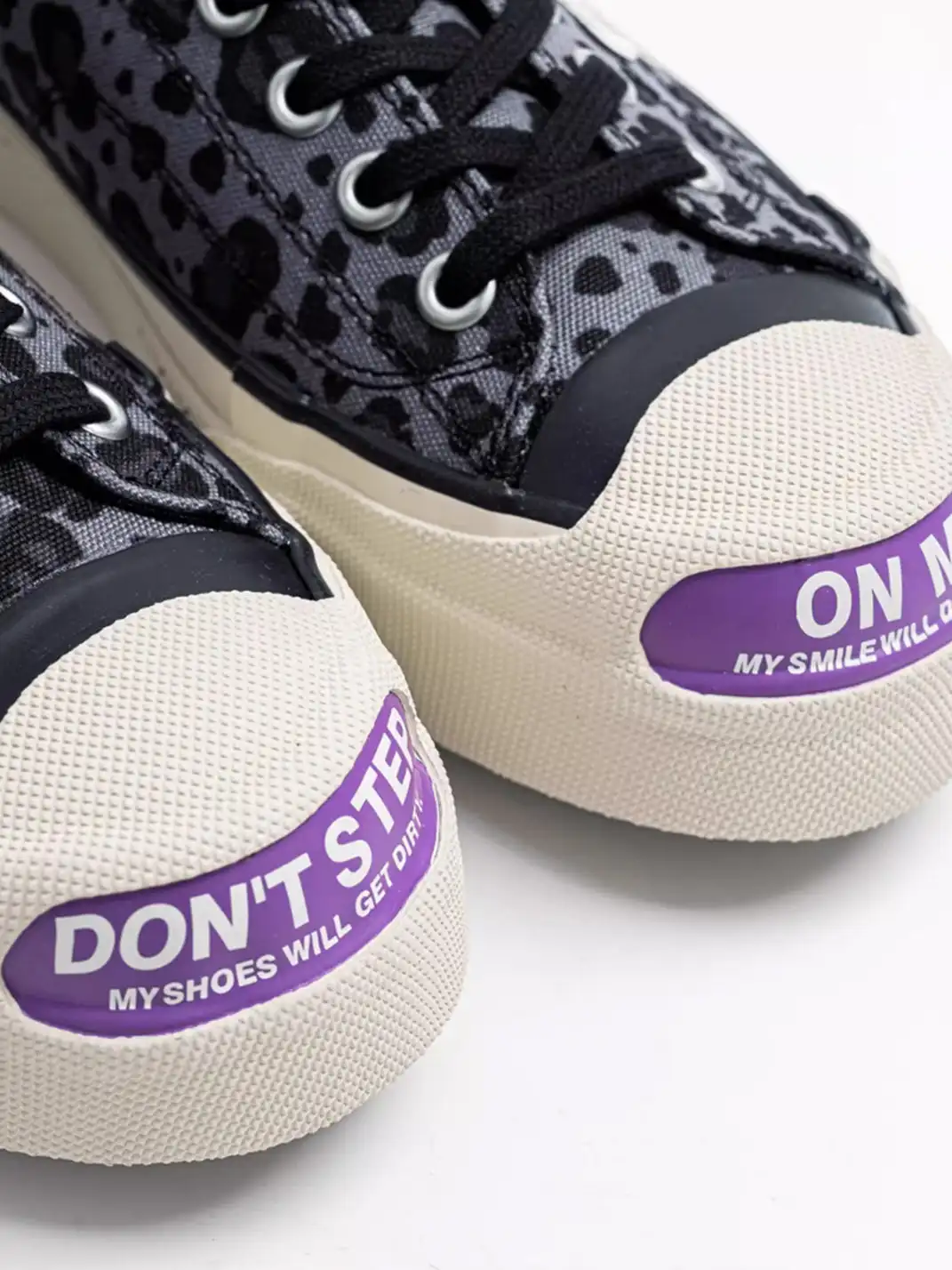 T/C MADE│S45 Smiley Low-Tops - Leopard/Bone Canvas Shoes with Thick Sole