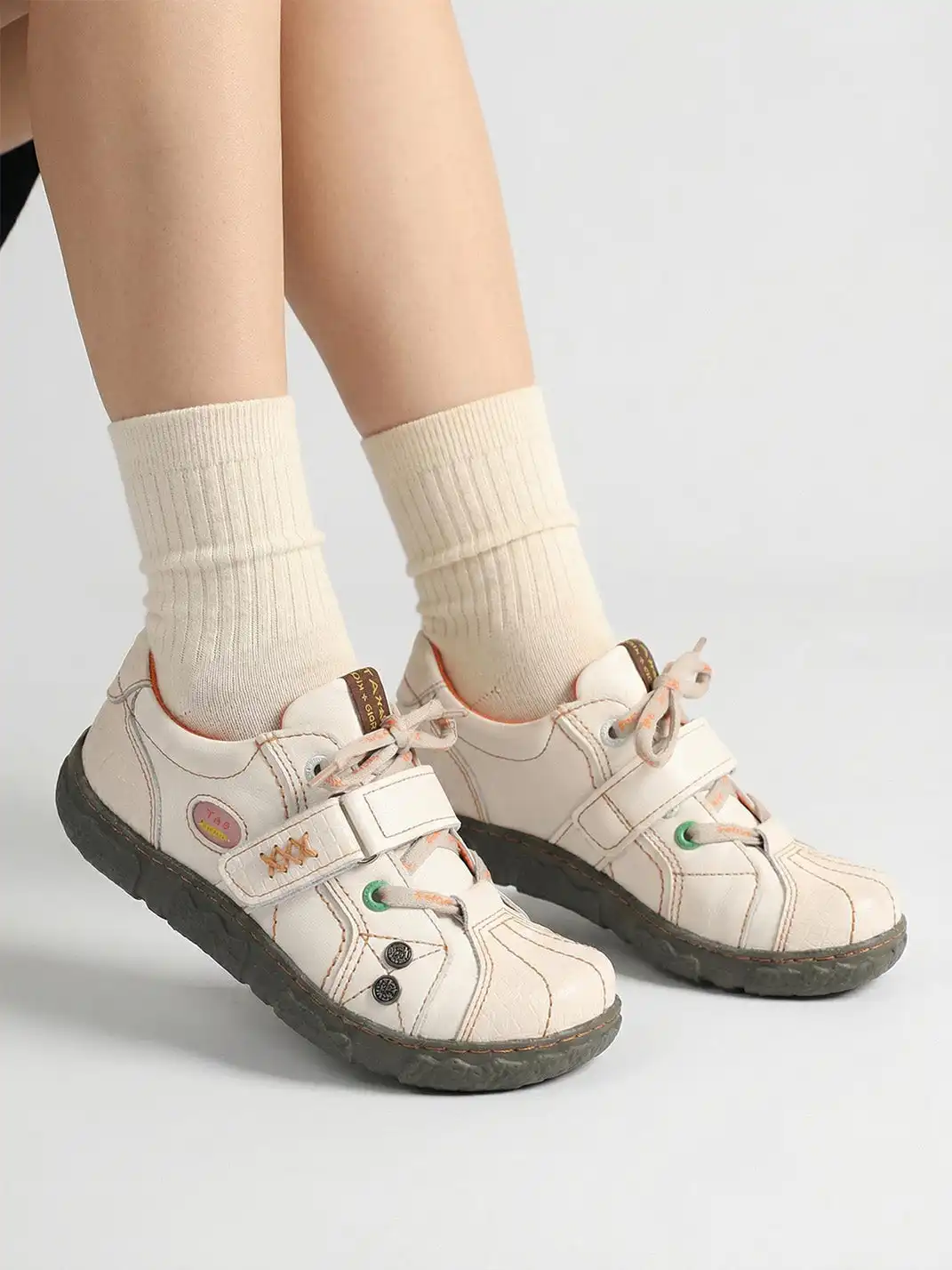 TMA EYES | PU Leather Retro Non-Slip Flat Shoes