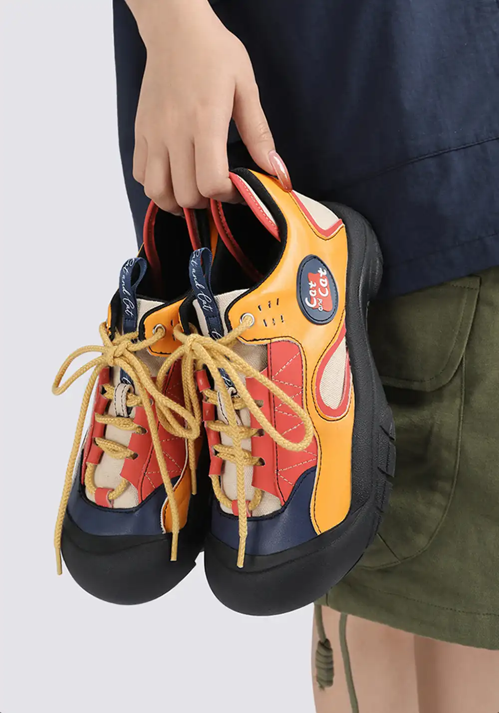 Cat and cat | Cute Petite Chunky Round Toe Sneakers