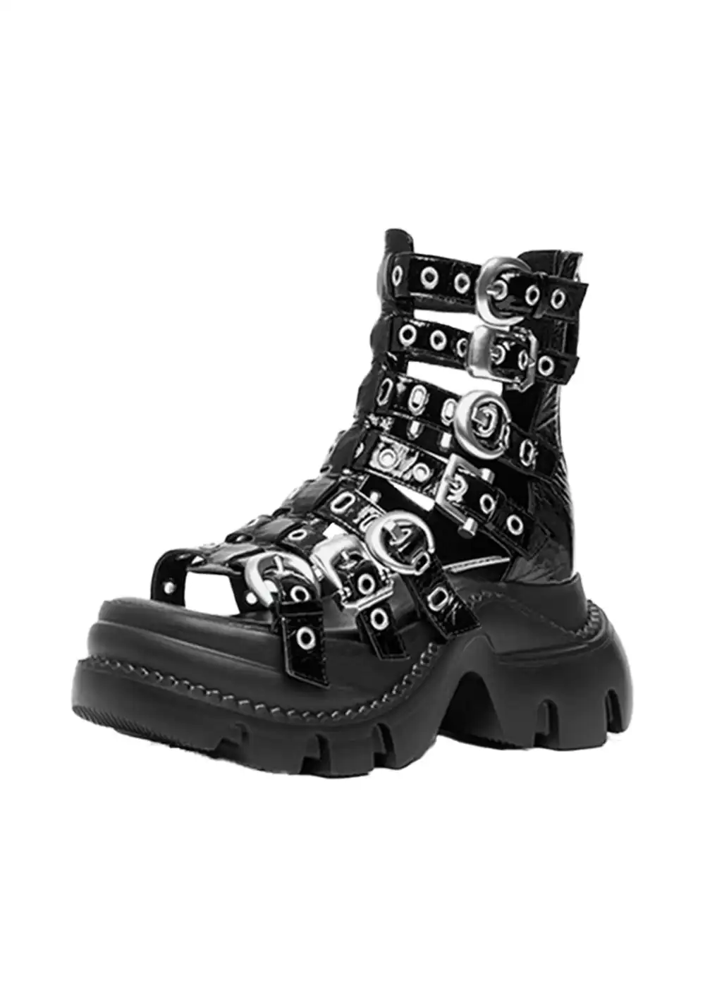KEDDO│Cut-Out Thick Sole Roman Sandals