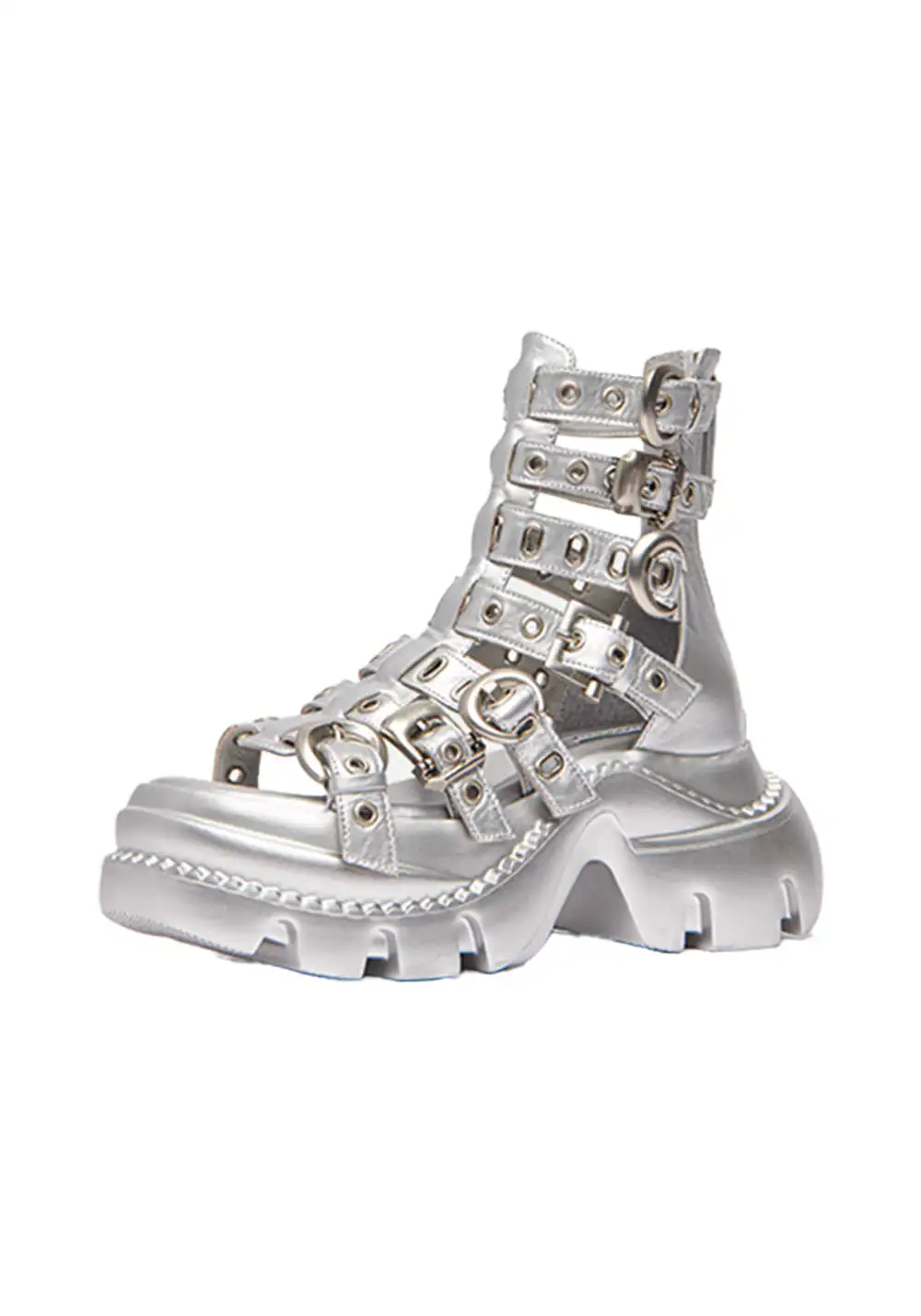 KEDDO│Cut-Out Thick Sole Roman Sandals