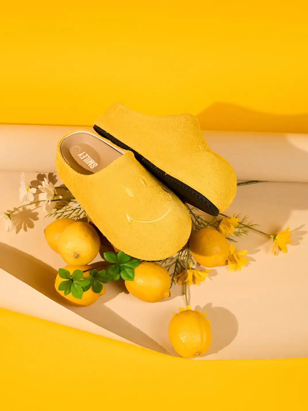 SMILEY | Chunky Slip-On Mule Sandals-Yellow
