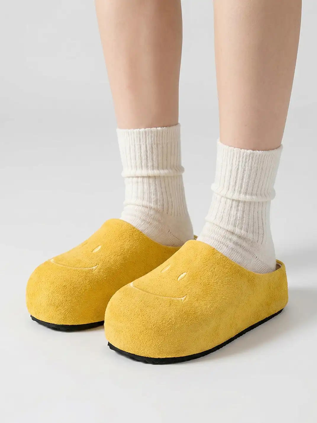 SMILEY | Chunky Slip-On Mule Sandals-Yellow