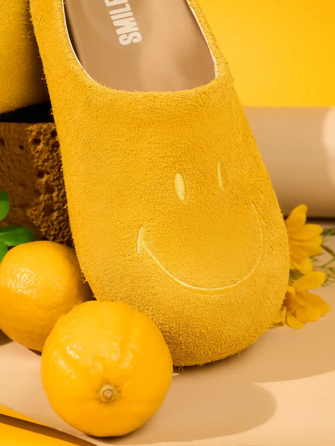 SMILEY | Chunky Slip-On Mule Sandals-Yellow