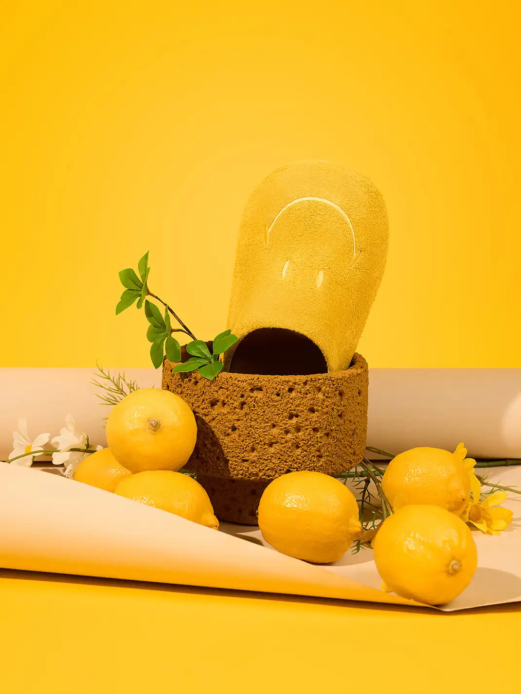 SMILEY | Chunky Slip-On Mule Sandals-Yellow