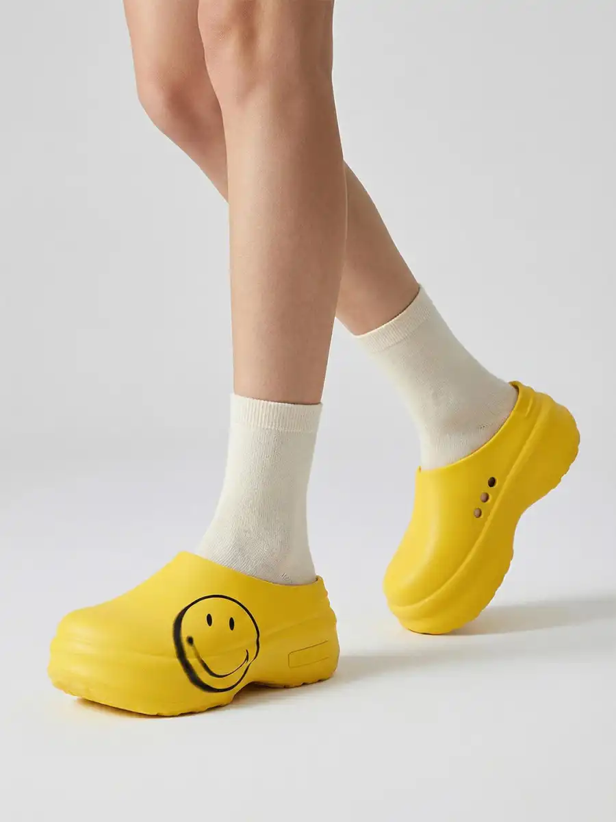SMILEY | Slip-On Platform Chef Shoes-Yellow - 3