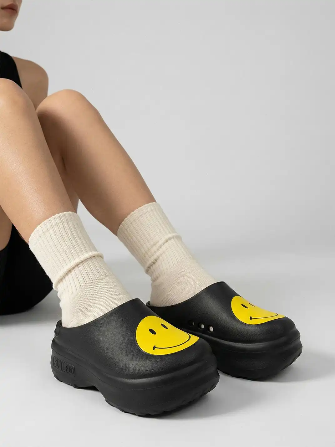 SMILEY | Slip-On Platform Chef Shoes-Black