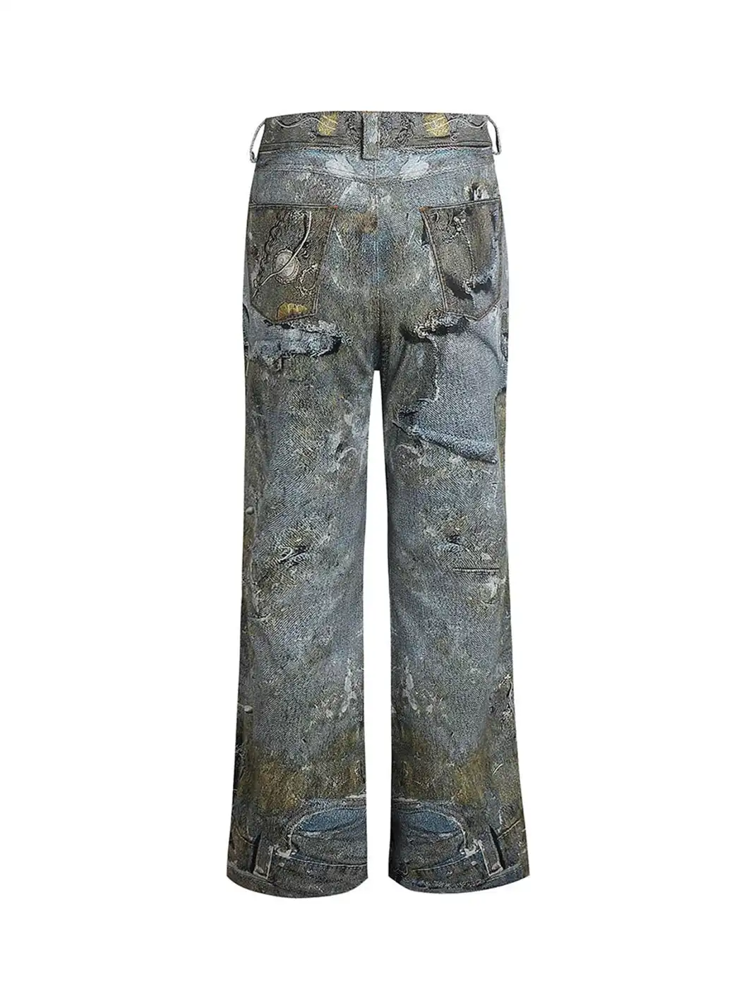 DND4DES | Distressed Chain Print Straight Jeans