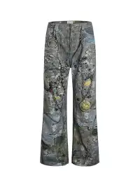 DND4DES | Distressed Chain Print Straight Jeans