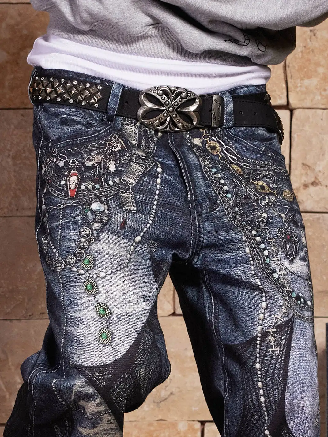 DND4DES | Chain Lace Flared Printed Jeans