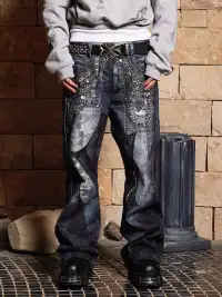 DND4DES | Chain Lace Flared Printed Jeans