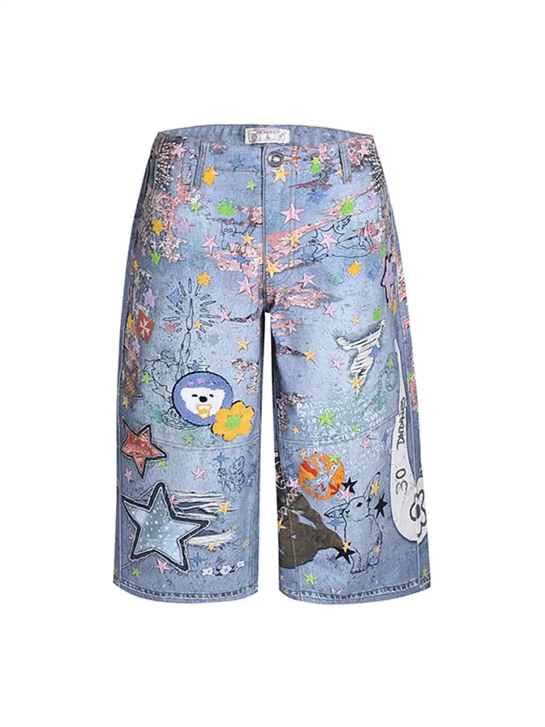 DND4DES | Cartoon Graphic Printed Denim Shorts