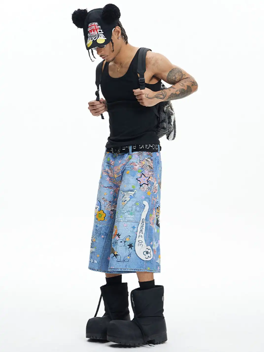 DND4DES | Cartoon Graphic Printed Denim Shorts