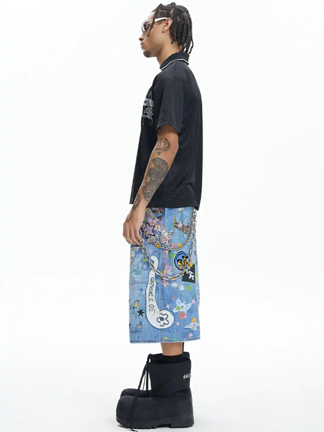 DND4DES | Cartoon Graphic Printed Denim Shorts