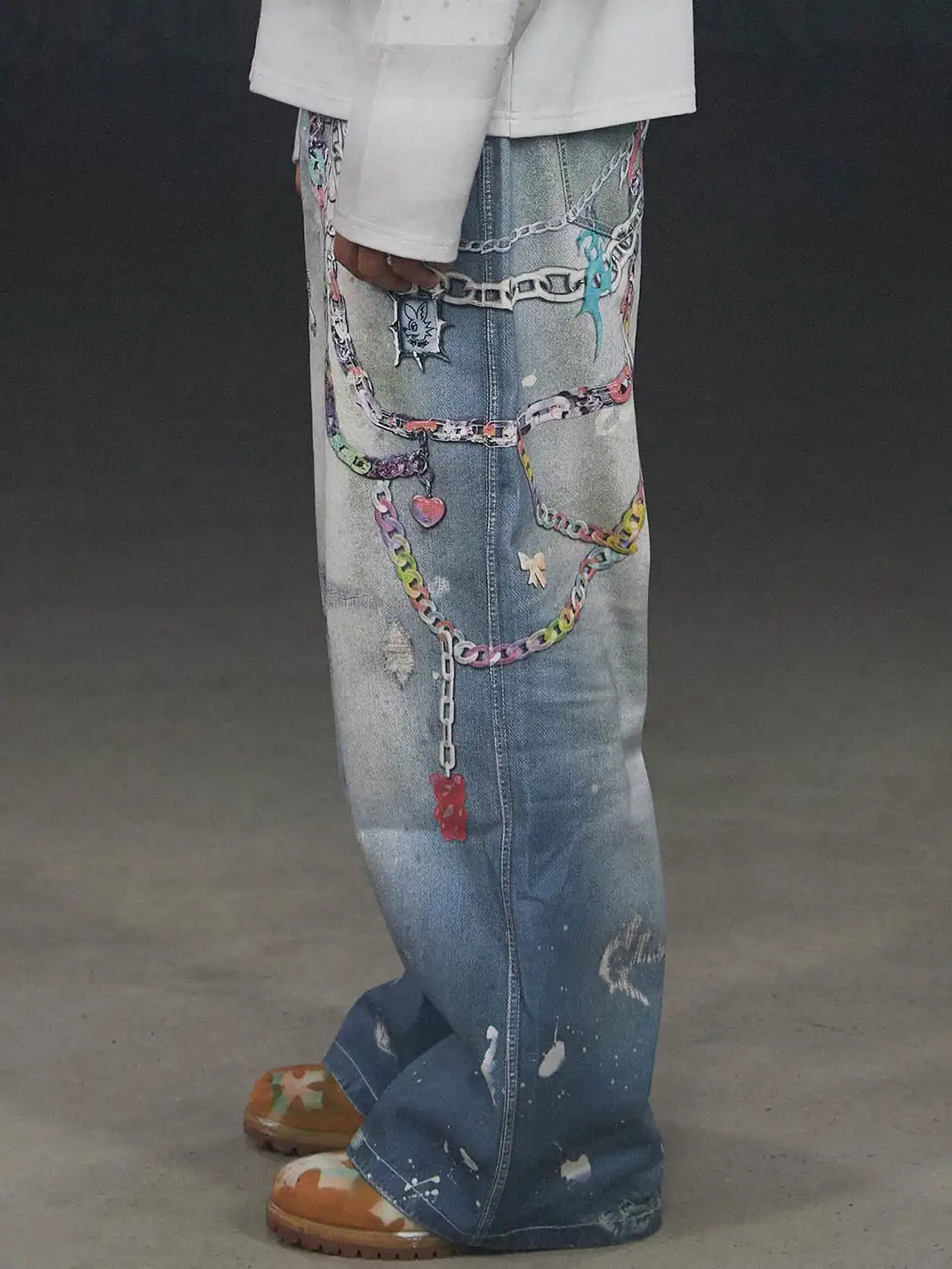 DND4DES | Cartoon Chain Print Wide Jeans