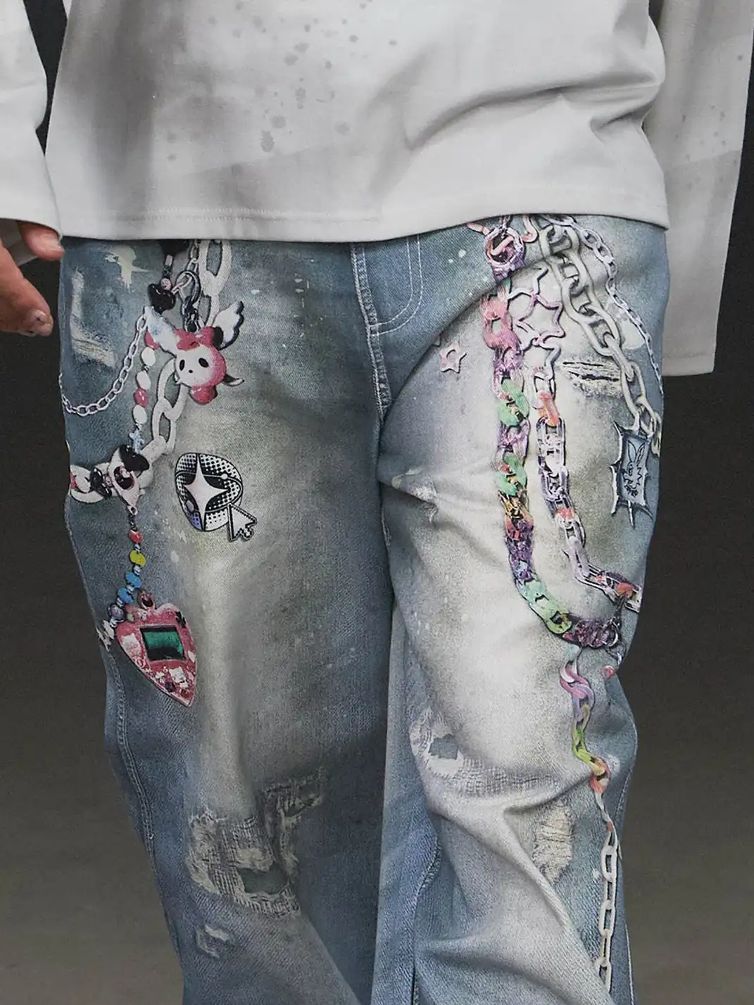 DND4DES | Cartoon Chain Print Wide Jeans