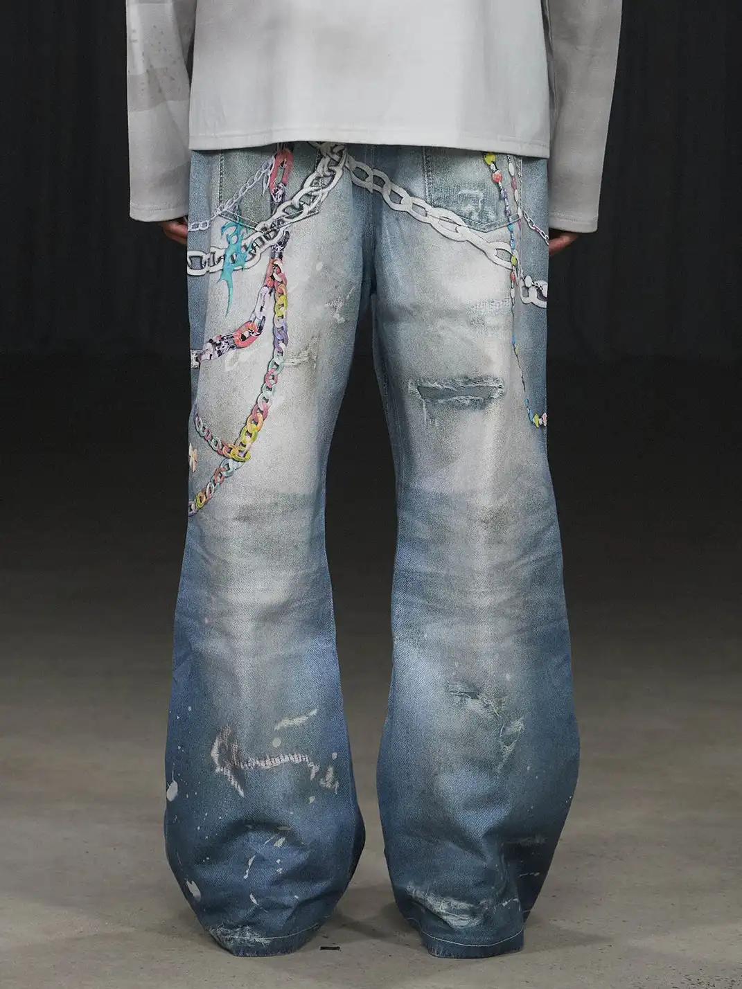 DND4DES | Cartoon Chain Print Wide Jeans