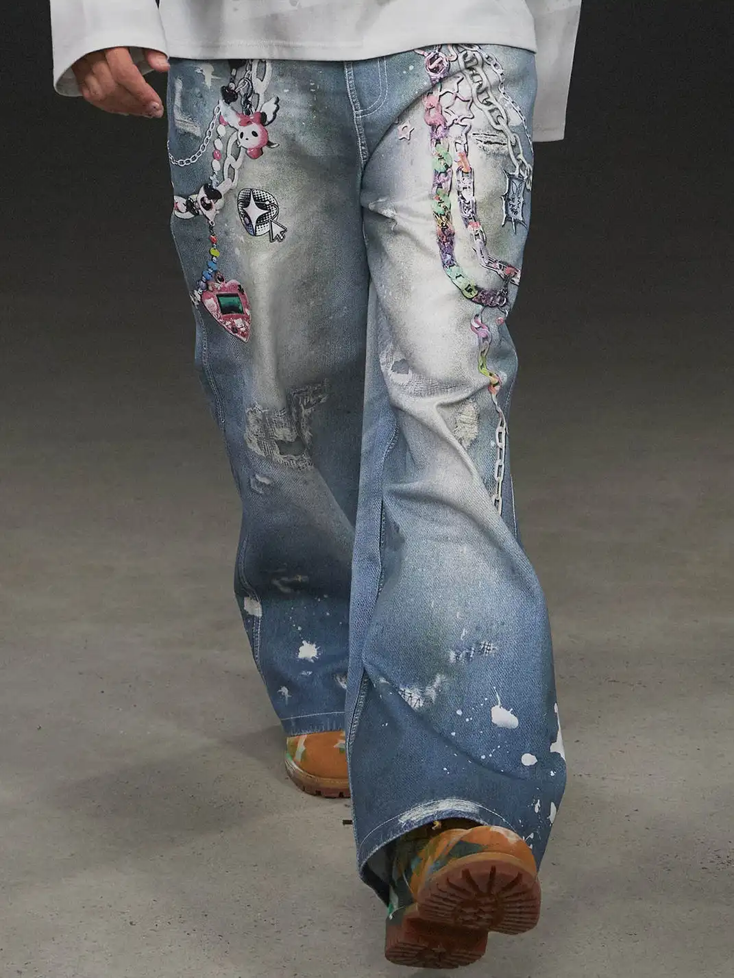 DND4DES | Cartoon Chain Print Wide Jeans