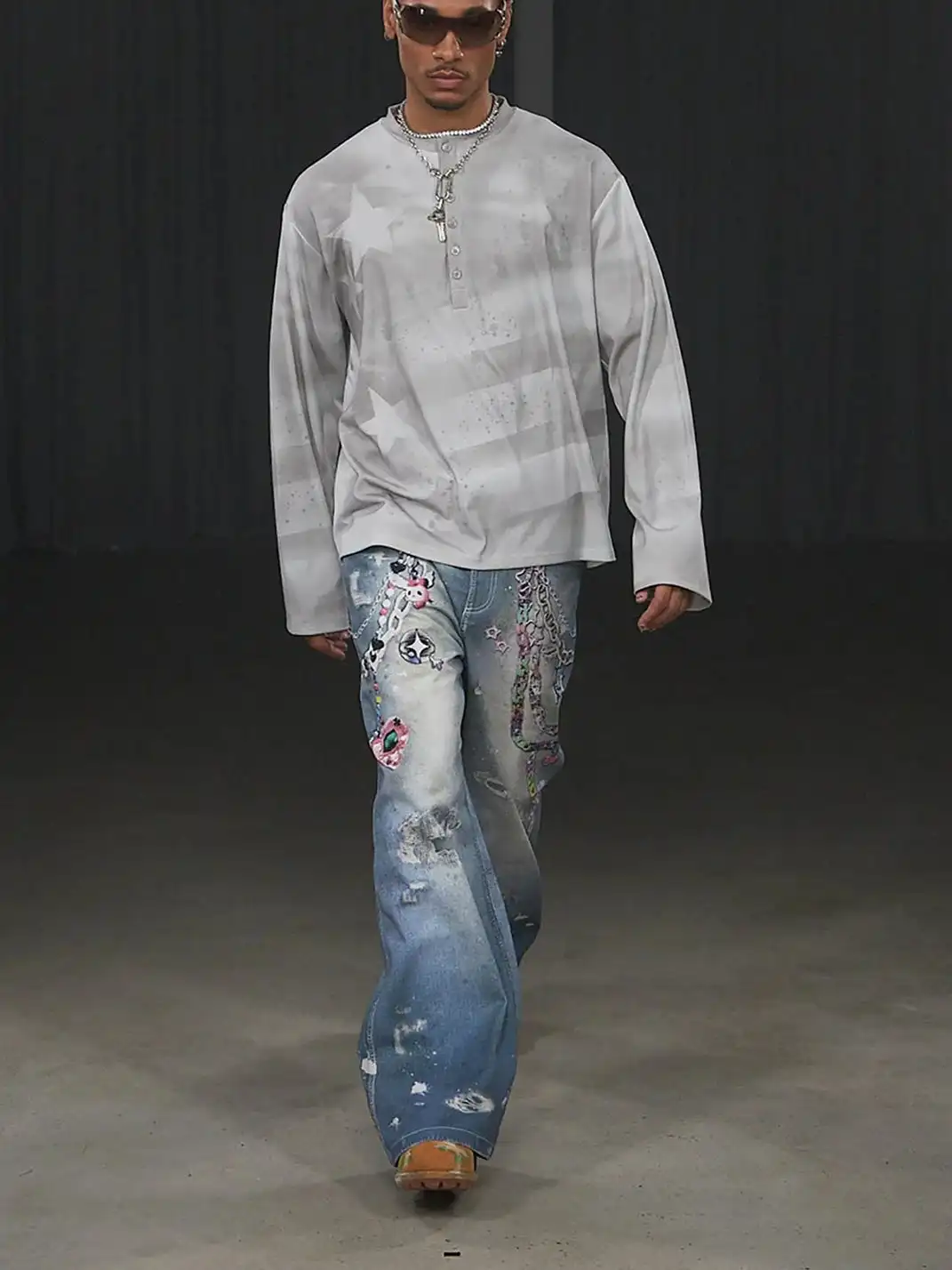 DND4DES | Cartoon Chain Print Wide Jeans