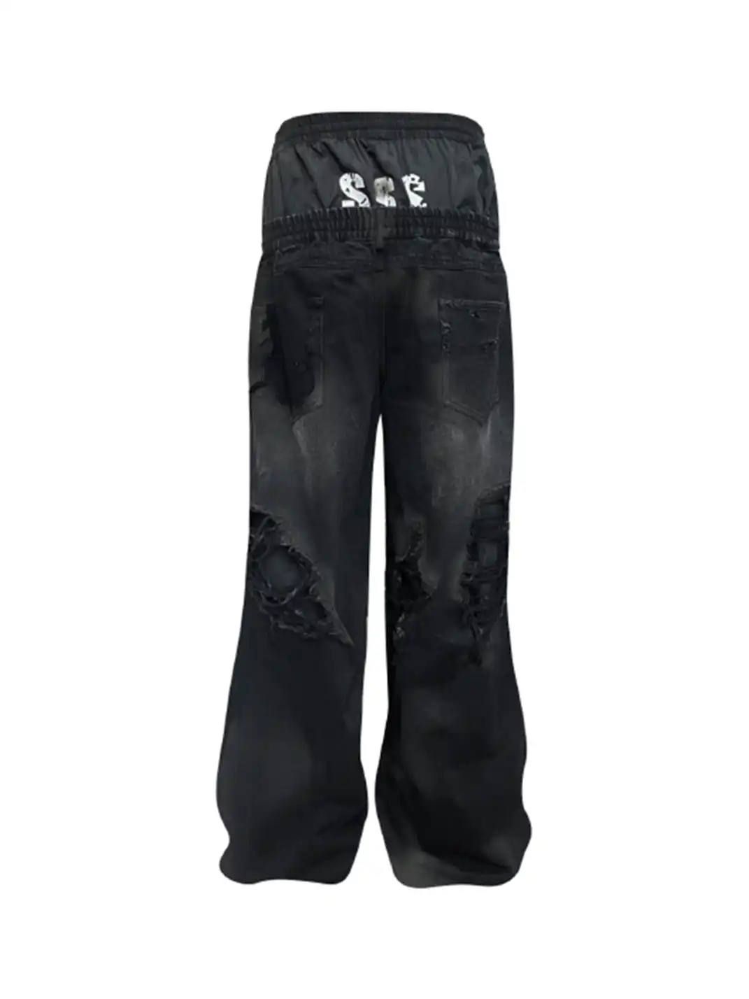GOJOYJINNI丨Dual Waist Distressed Baggy Jeans
