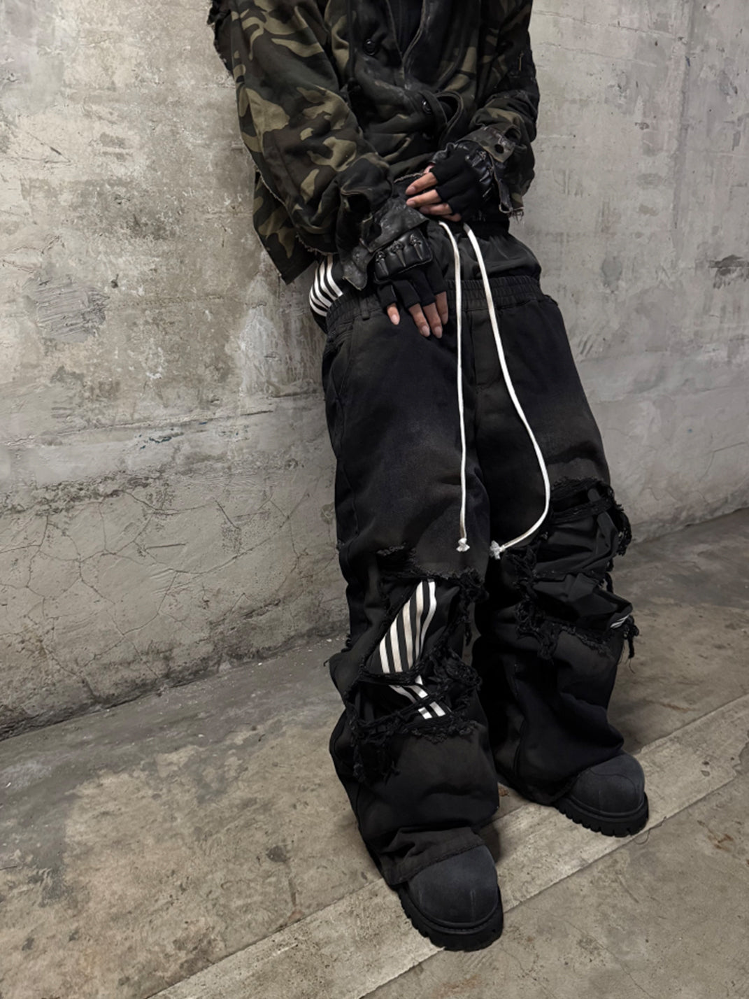 GOJOYJINNI丨Dual Waist Distressed Baggy Jeans | PSYLOS1