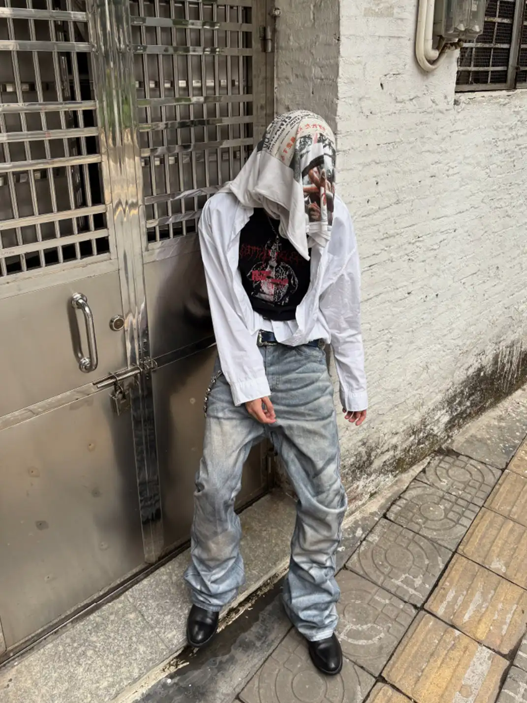 GOJOYJINNI丨Washed Portrait Print Vintage T-Shirt