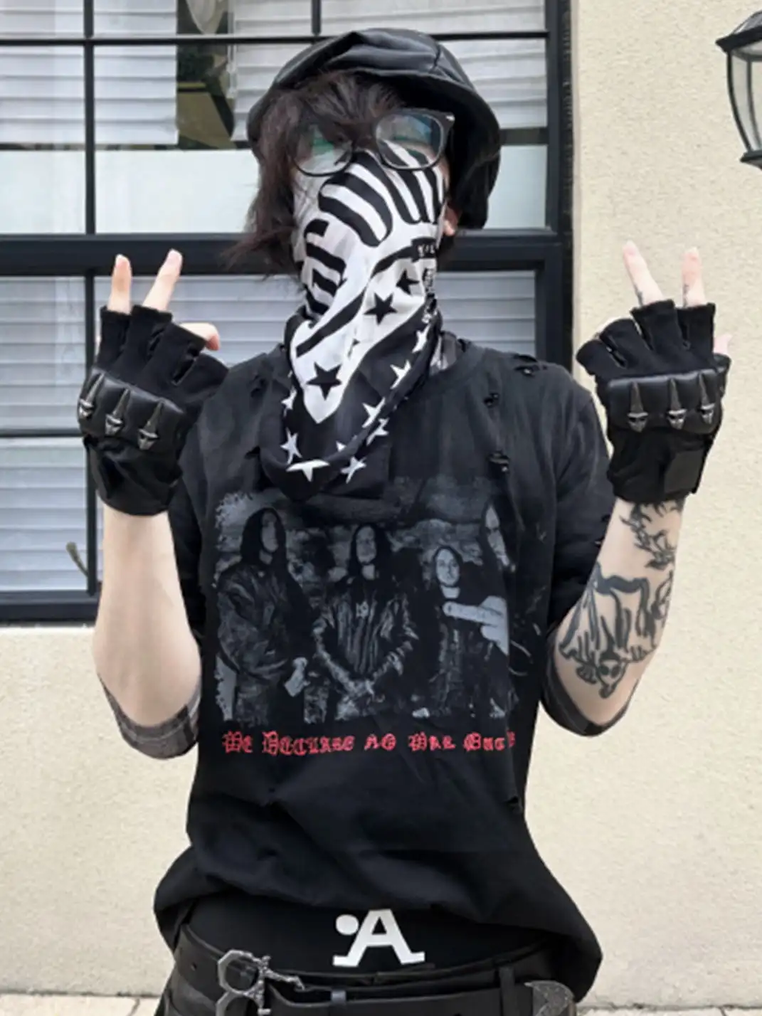 GOJOYJINNI丨Antiwar Print Washed Vintage T-Shirt