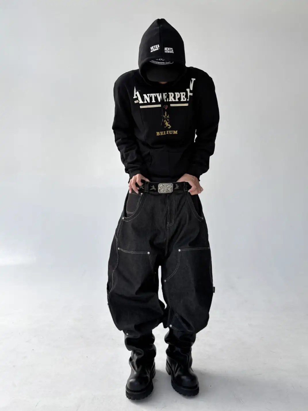 GOJOYJINNI | Large Pocket Straight Baggy Jeans