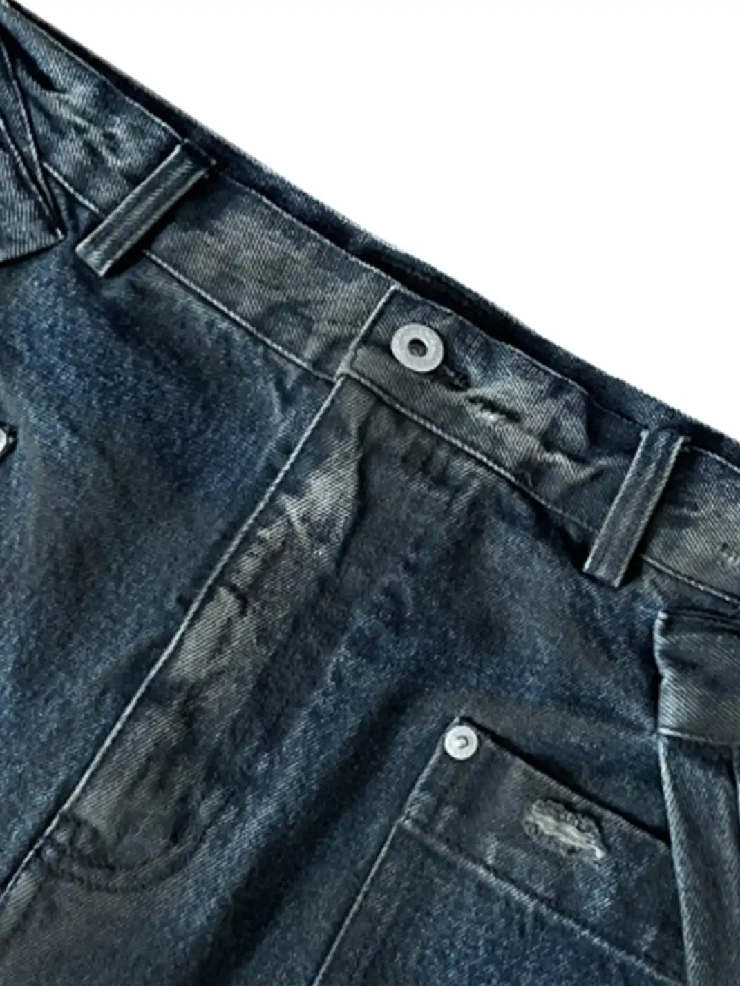 GOJOYJINNI | Washed Pleated Distressed Cropped Jeans