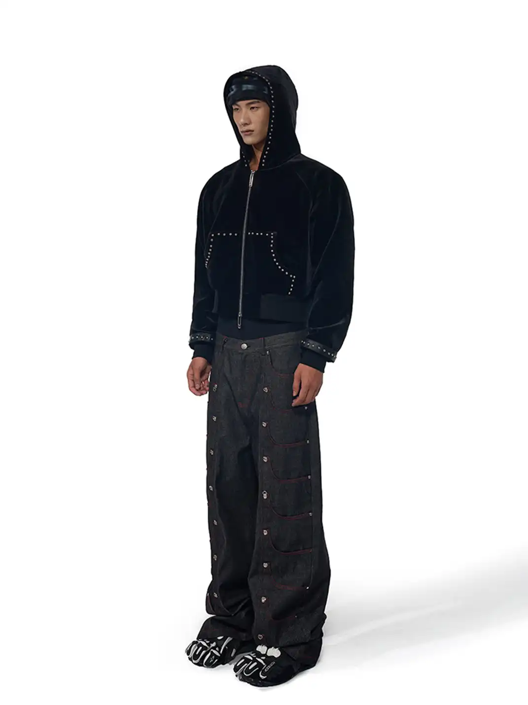 Fourth3ex | Studded Corduroy Hoodie Jacket