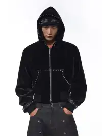 Fourth3ex | Studded Corduroy Hoodie Jacket