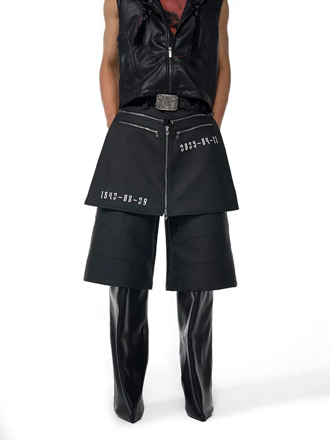 Fourth3ex | Slogan Print Cropped Leather Pants