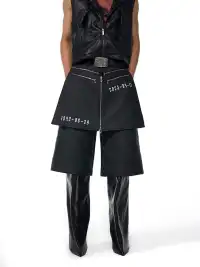 Fourth3ex | Slogan Print Cropped Leather Pants