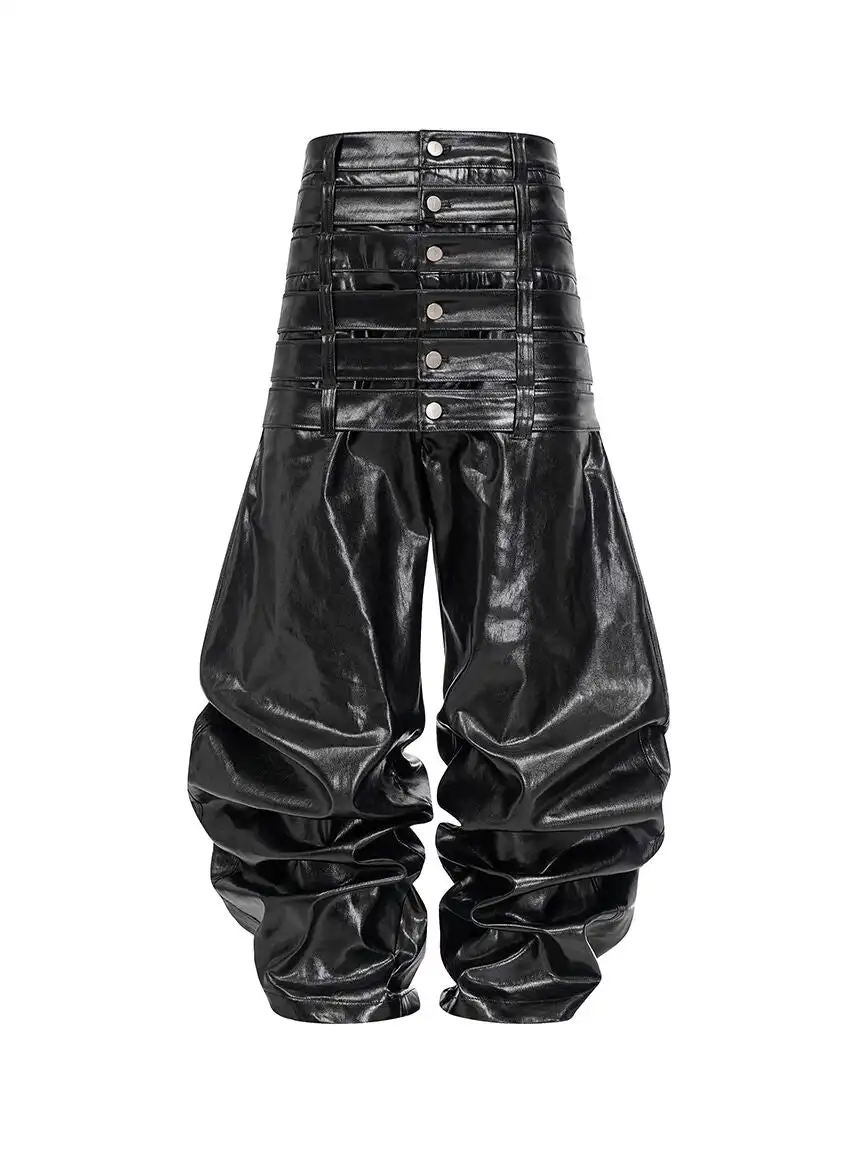 REBEL WAVE | Multi-Waist Coated Biker Pants