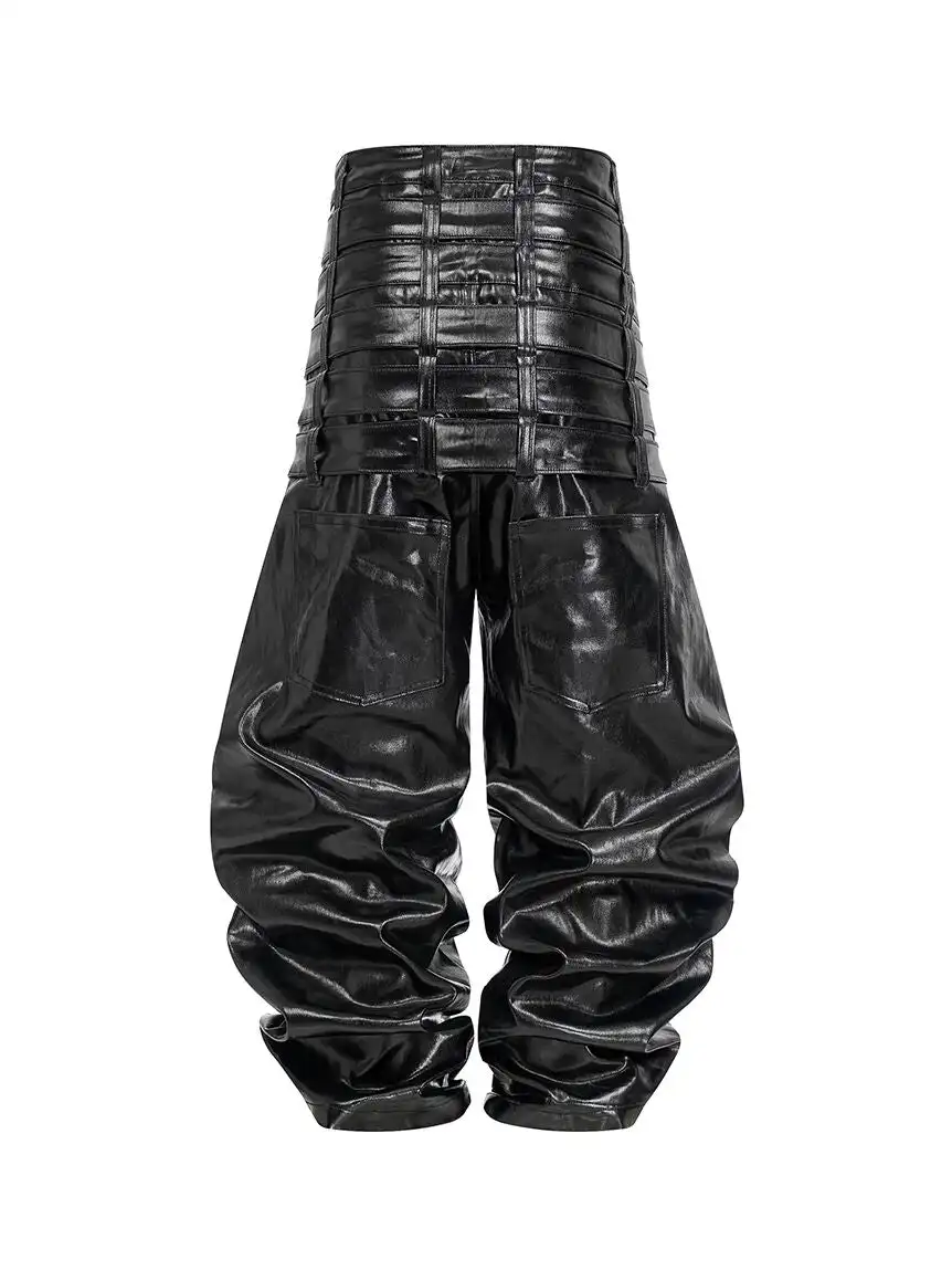 REBEL WAVE | Multi-Waist Coated Biker Pants