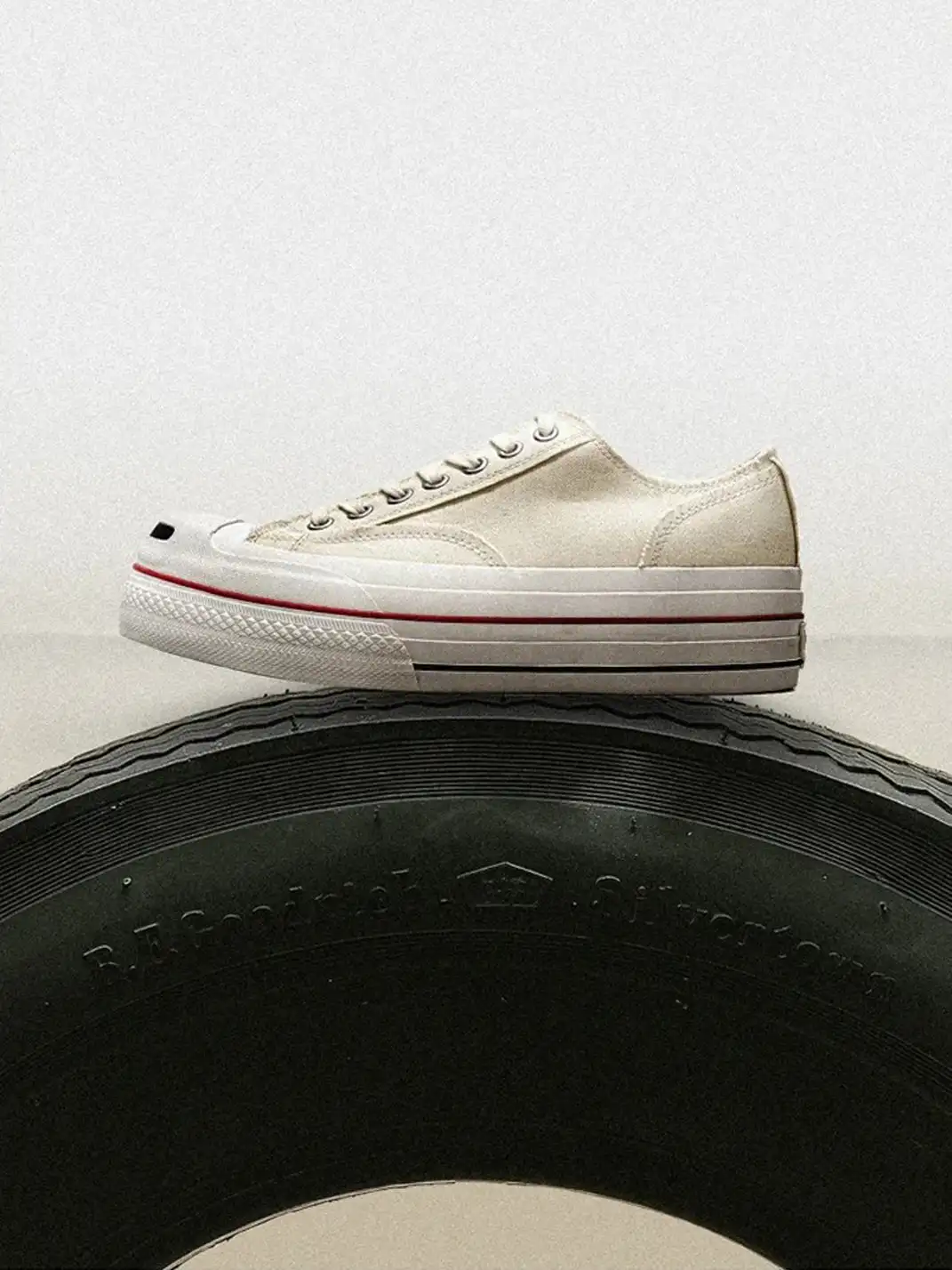 T/C MADEā023 Smiley Toe Thick-Soled Retro Japanese-Style Low-Top Canvas Shoes