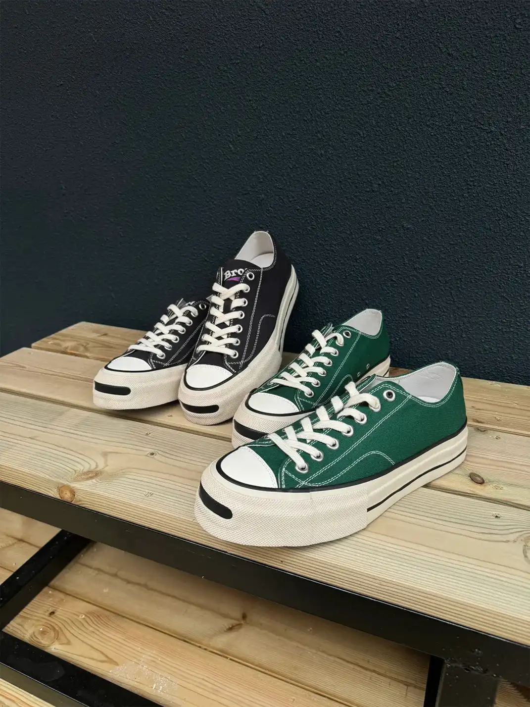 T/C Made x Broshood Co-Branded Smiling Toe Vulcanized Canvas Shoes-Black