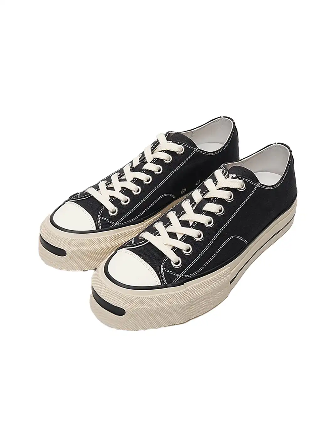 T/C Made x Broshood Co-Branded Smiling Toe Vulcanized Canvas Shoes-Black