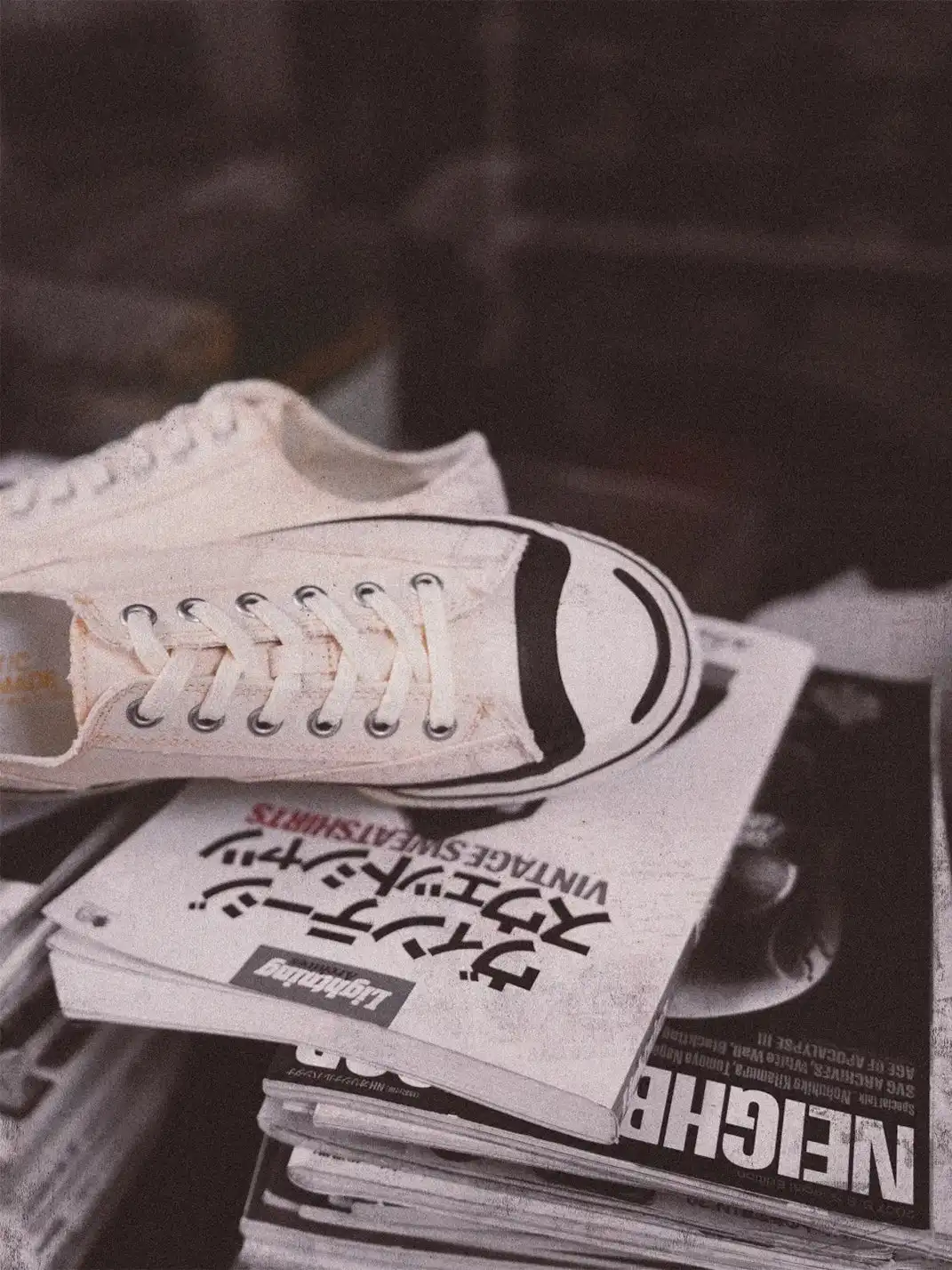 T/C MADE│016b Classic Jack Purcell Style Smiley-Toe Canvas Sneakers-White