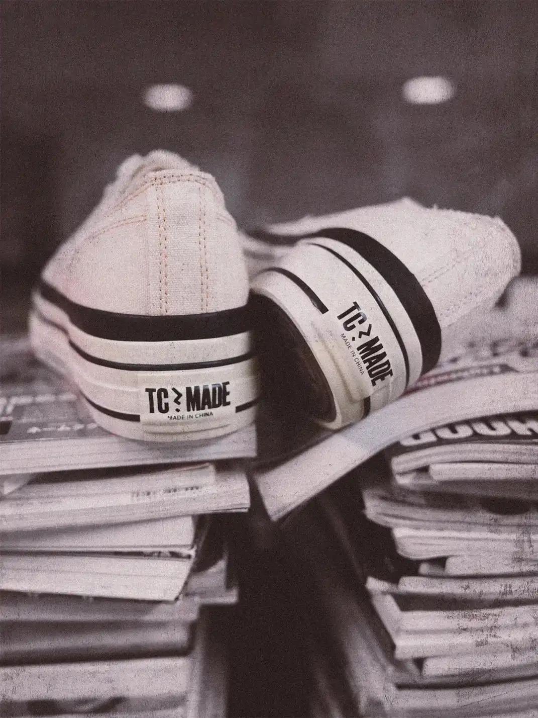 T/C MADE│016b Classic Jack Purcell Style Smiley-Toe Canvas Sneakers-White