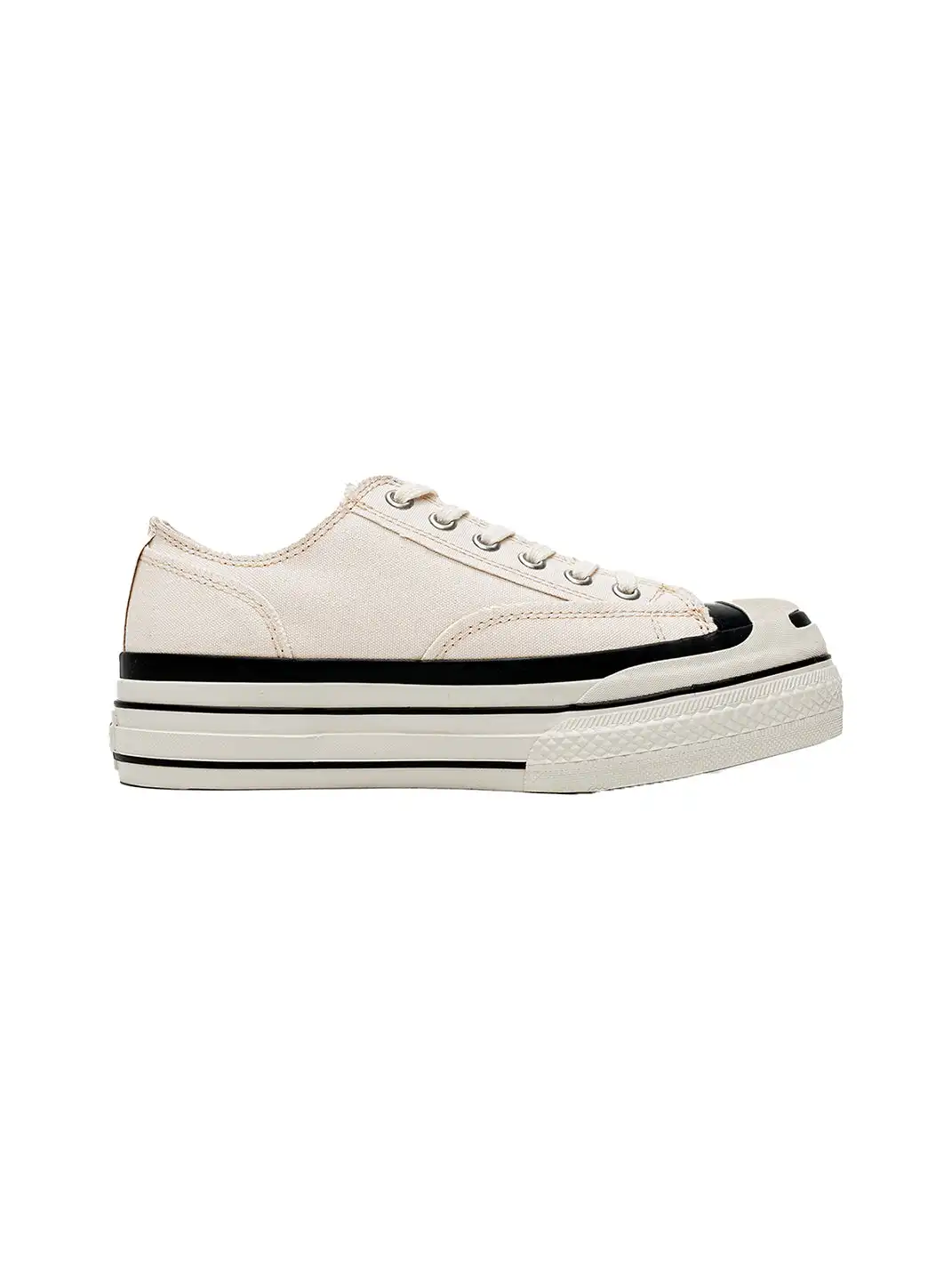 T/C MADE│016b Classic Jack Purcell Style Smiley-Toe Canvas Sneakers-White